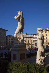 Firenze,piazza della Signoria,il David di Michelangelo,copia.