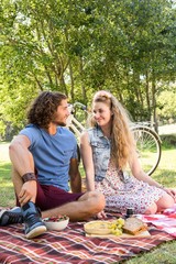 Cute couple having a picnic