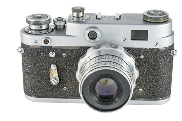 The old film camera on a white background