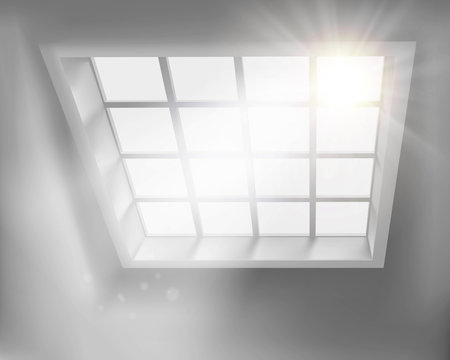 Sunlit window. Vector illustration.