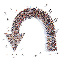 People in the form of arrows.