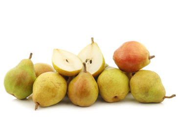 fresh "doyenne de comice" pears on a white background