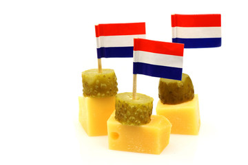 Dutch cheese snacks on a white background