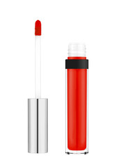 Beautiful red lip gloss isolated on white