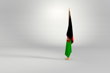 Afghanistan flag 3D illustration on a wooden mast