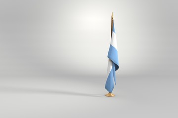 Argentina flag 3D illustration on a wooden mast