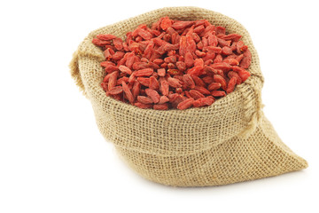 dried goji berries (Lycium Barbarum - Wolfberry) in a burlap bag