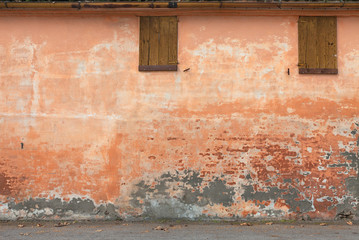 old wall with peeling paint