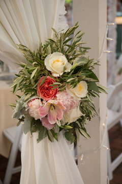 Pink White Wedding Flower Design Reception