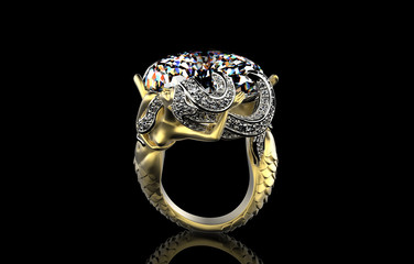 Ring with Diamond. Jewelry background