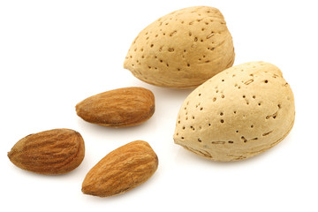 almonds on a white background