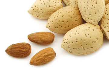 almonds on a white background