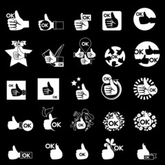 Like Icons Set - Isolated On Black Background