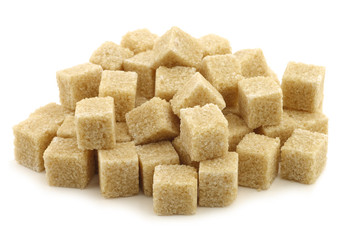 sugar cane cubes on a white background