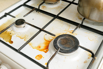 Dirty gas stove burner