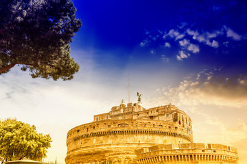 Castel St. Angelo with beautiful sky, Rome