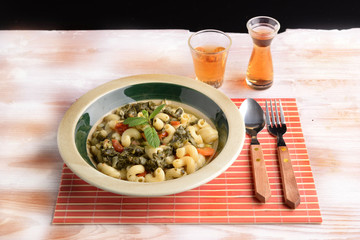 Vegetable soup with pasta hanks