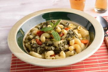 Vegetable soup with pasta hanks