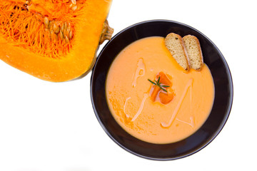 Cream of pumpkin soup with pumpkin from nearby