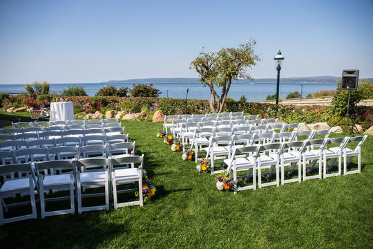 wedding ceremony chair setup plan simple elegant Stock Photo | Adobe Stock