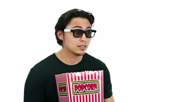 Man reacting to a 3D movie