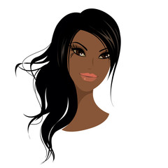 Pretty young african american woman, Vector illustration.