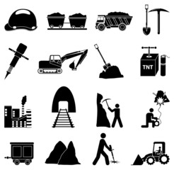 Mining construction icons set
