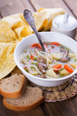 Soup with pasta and vegetables