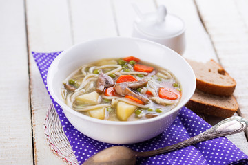 Soup with pasta and vegetables
