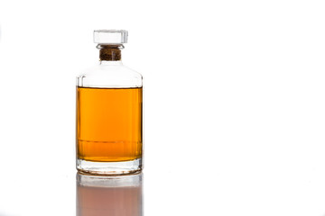 A bottle of whiskey in white background