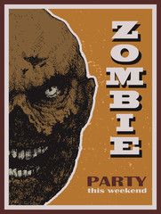 Vector Halloween zombie party banner