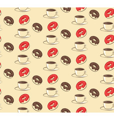 seamless sweet pattern with donuts and cup of coffee