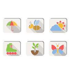 Spring icons buttons isolated on white background