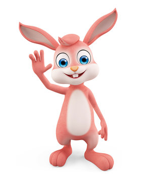 Easter Bunny with saying hi pose