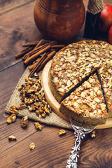 Homemade pie with poppy seeds and almond flakes