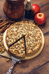 Homemade pie with poppy seeds and almond flakes