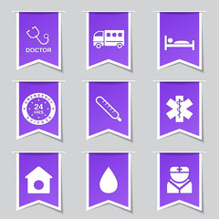 Hospital Health Label Vector Violet Icon Design Set 2