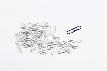 Mixed Paper Clips Metal and Blue