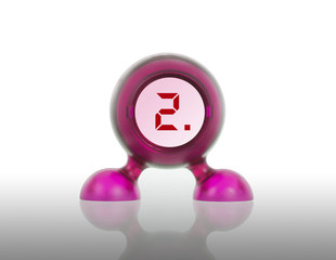 Small pink plastic object with a digital display