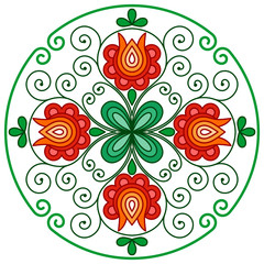 Hungarian floral decoration in rounded frame
