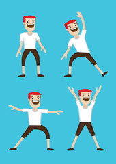 Cartoon Man Warm-up Stretching Exercises