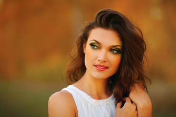 Naklejka premium Happy Woman Enjoying Nature.