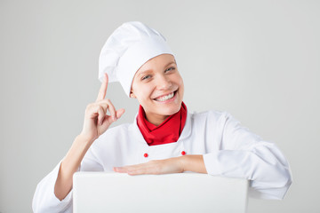 Chef woman - happy thumbs up.