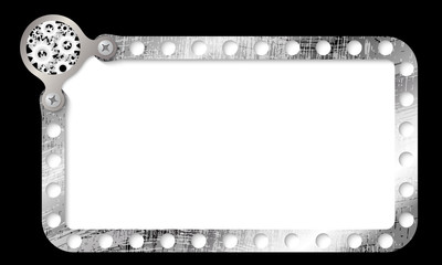 metal frame for entering text and cogwheels