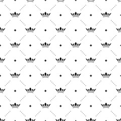 Seamless vector black pattern with king crowns