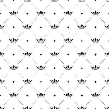 Seamless vector black pattern with king crowns