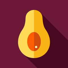 Avocado flat icon with long shadow