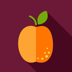 Apricot flat icon with long shadow
