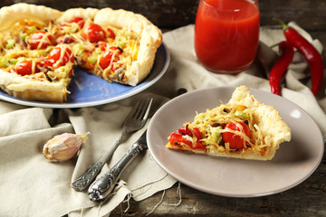 Vegetable pie with paprika, tomatoes and cheese