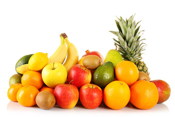 Obraz na płótnie Canvas Assortment of exotic fruits isolated on white